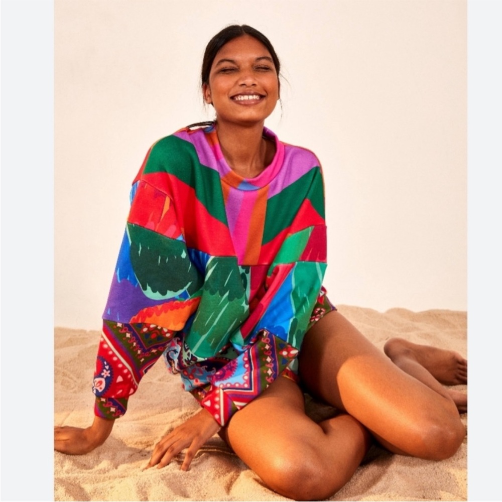 Farm Rio Colorful Geometric Patterned oversized sweatshirt